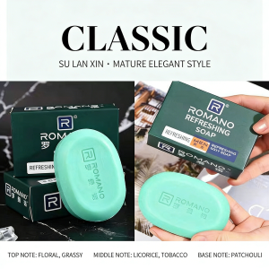 Romano men's soap for removing mites, lasting fragrance, bathing, oil control, fragrance, soap for removing oil for men