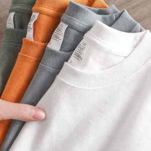 American 280g heavy cotton short-sleeved T-shirt men's shoulder pure white base shirt 2026 new clothes summer