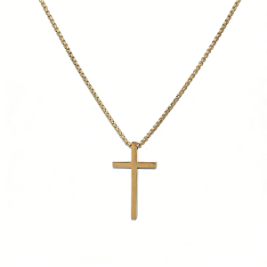 Titanium steel smooth gold cross necklace for men simple all-matching hip-hop pendant for women sweater chain colorfast