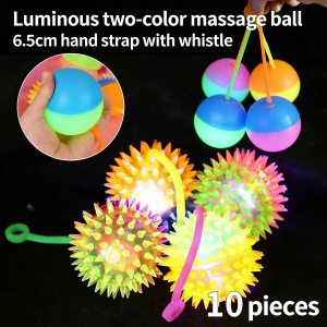 June 1 gift small gift elastic ball stall toy luminous jumping ball with rope massage ball